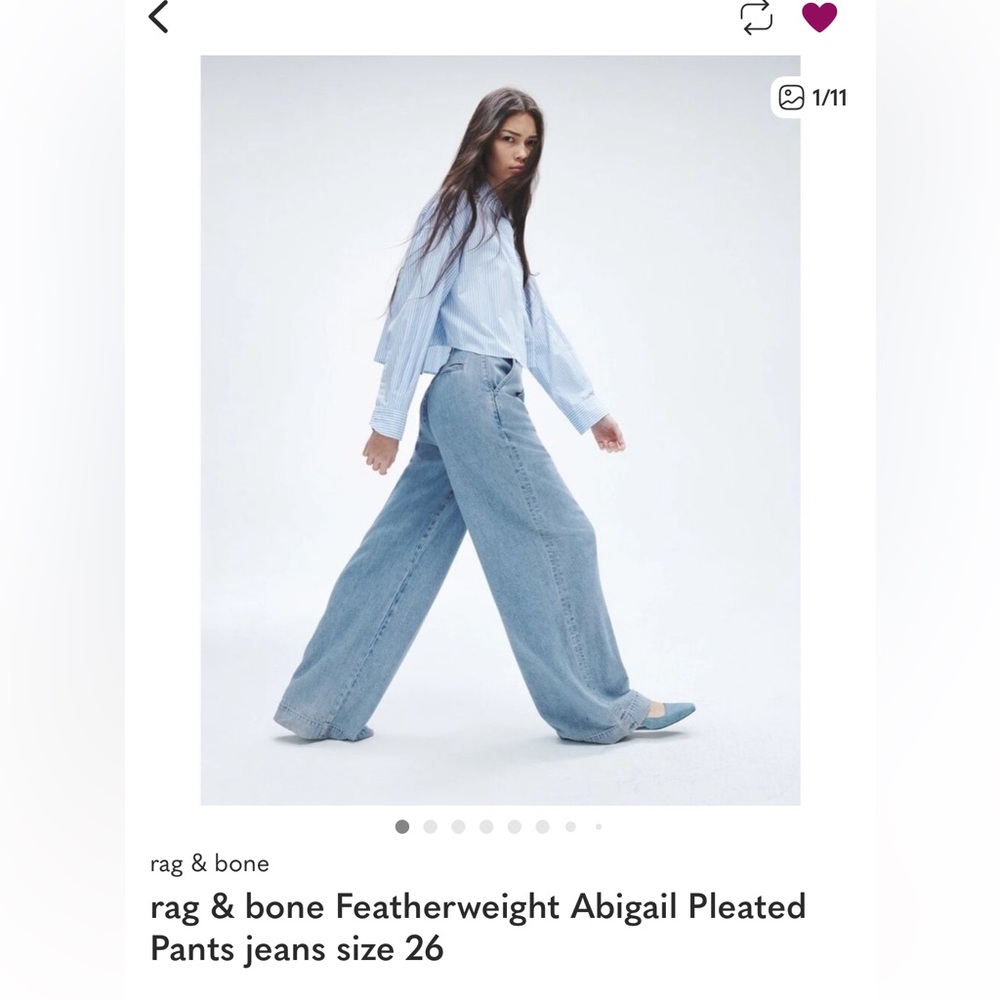rag & bone Featherweight Abigail Pleated Pants jeans size 26